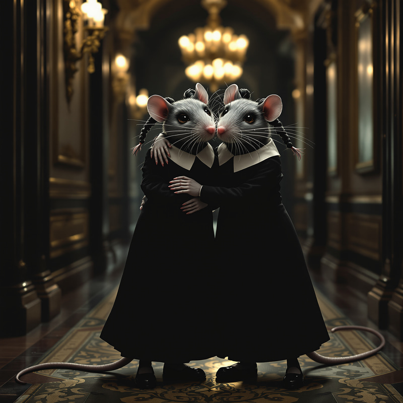 Gothic Twin Rats Inspired by Wednesday Addams