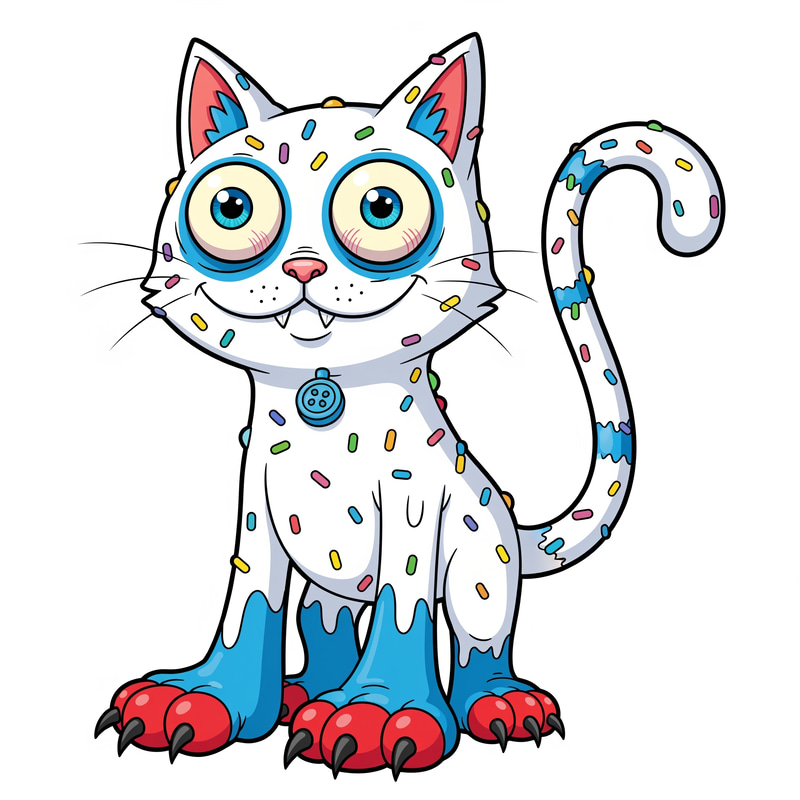 Goopy White Cat: Cute Cartoon Milk Monster Goopy White Cat: Cute Cartoon Milk Monster
