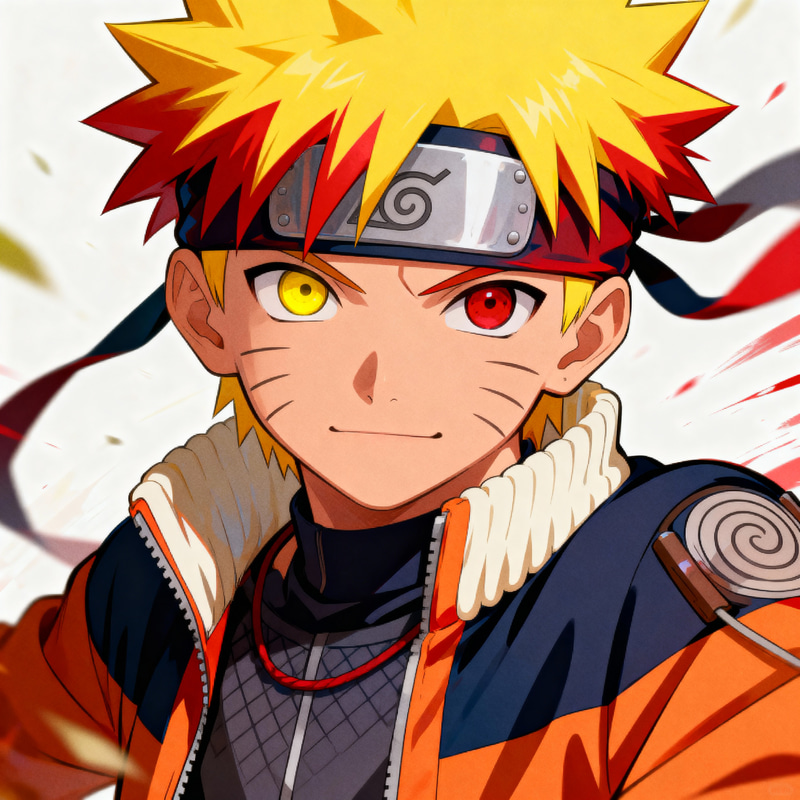 Anime Boy in Naruto Outfit with Colorful Hair Anime Boy in Naruto Outfit with Colorful Hair