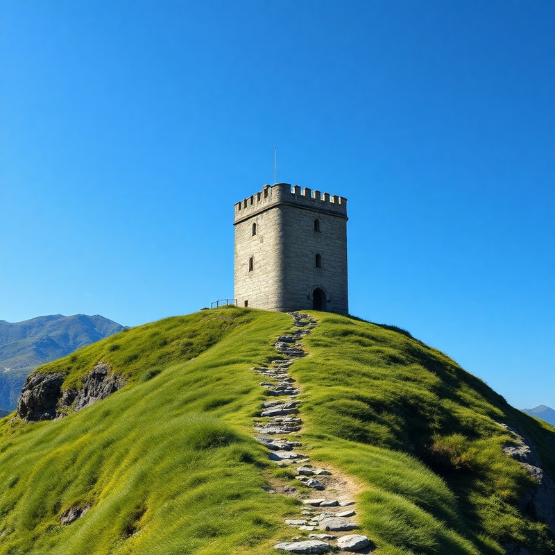 Majestic Medieval Tower on Mountain Sanctuary Majestic Medieval Tower on Mountain Sanctuary