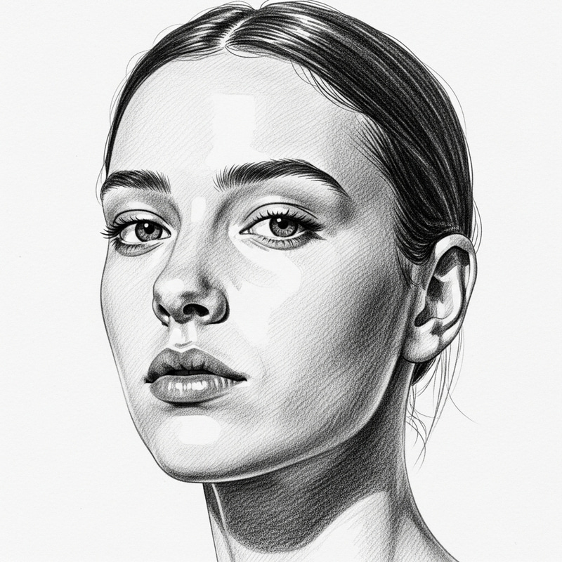 Hyper Realistic Black and White Pencil Sketch Portrait