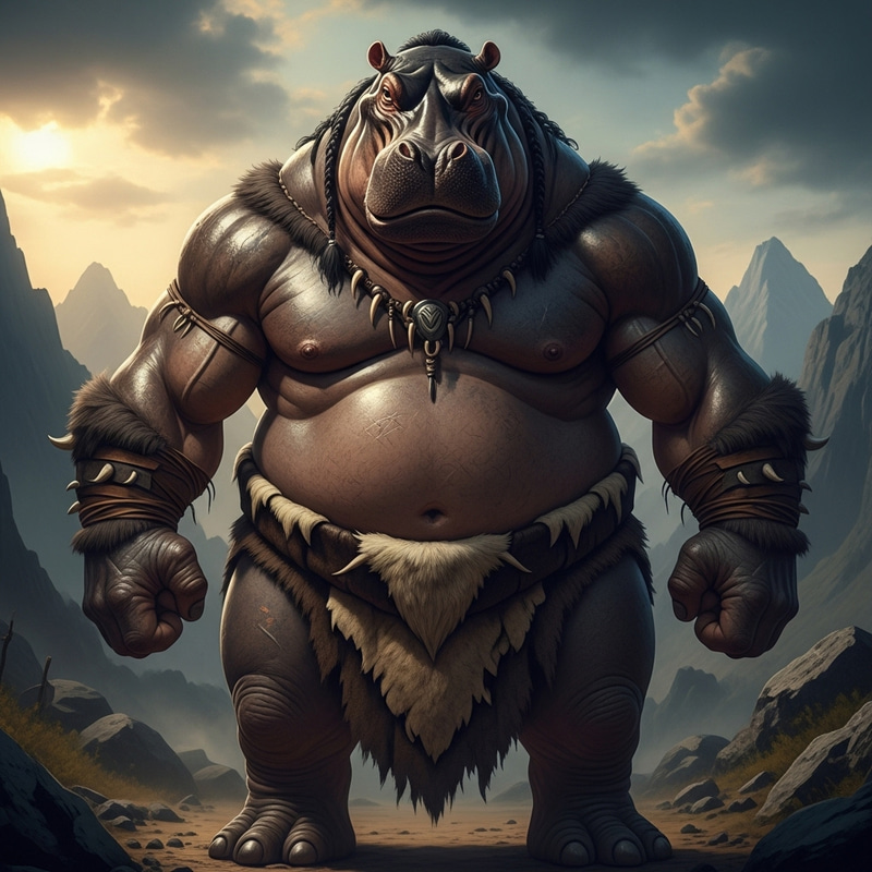 Humanoid Hippo Barbarian: Sumptuous Strength Humanoid Hippo Barbarian: Sumptuous Strength