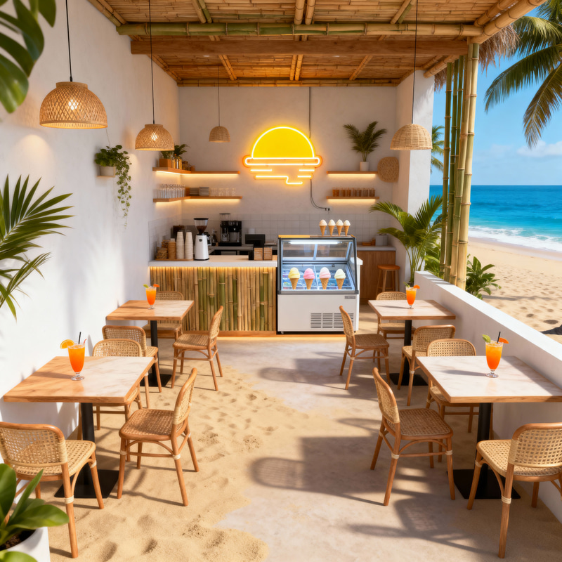 Tropical Minimalist Ice Cream & Bubble Tea Shop Tropical Minimalist Ice Cream & Bubble Tea Shop