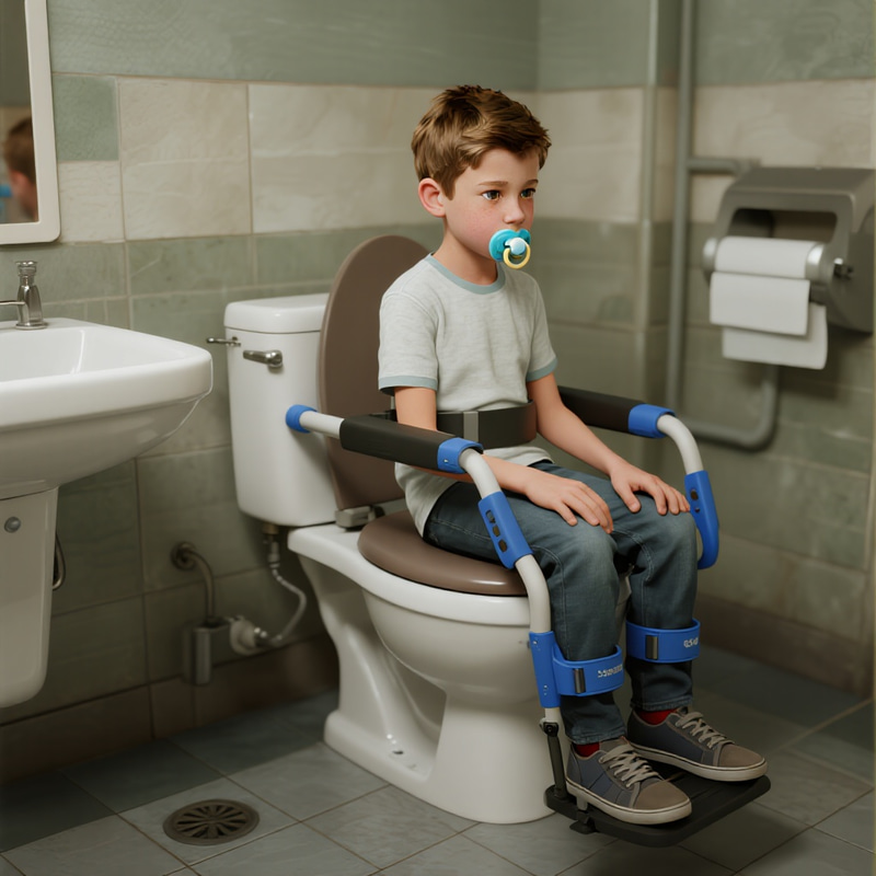 12-Year-Old Boy in Segufix on Disabled Toilet