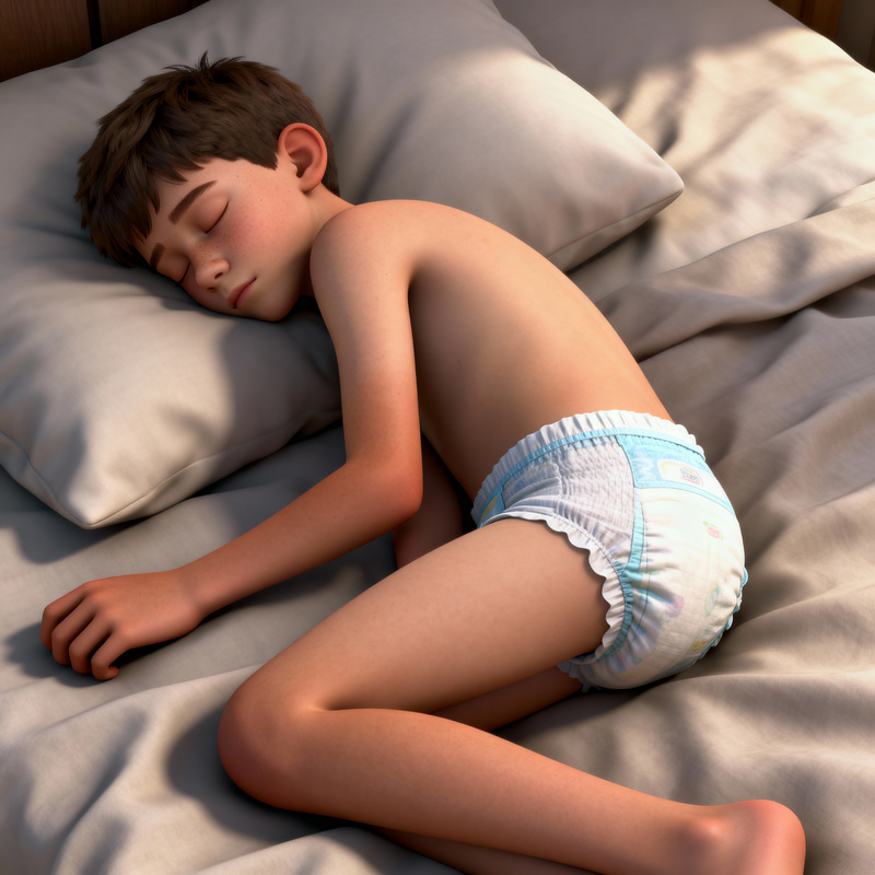15-Year-Old Teen Sleeping in Pull-Ups - 3D Render 15-Year-Old Teen Sleeping in Pull-Ups - 3D Render