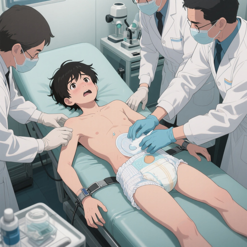 Anime Teen in Laboratory Exam Scene Anime Teen in Laboratory Exam Scene