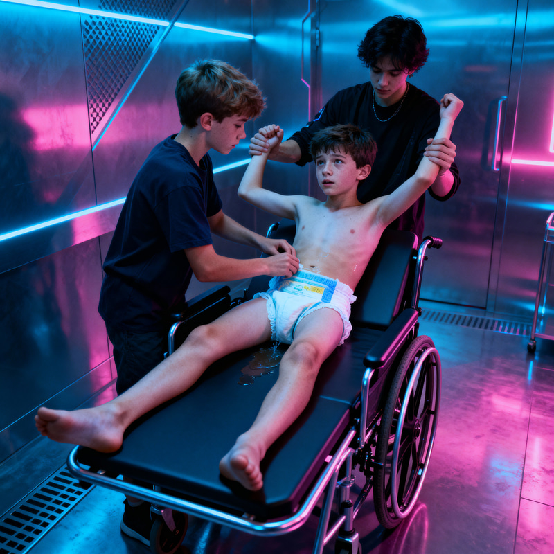 Cyberpunk Bedwetting Scenario: Diaper Change Dynamics
