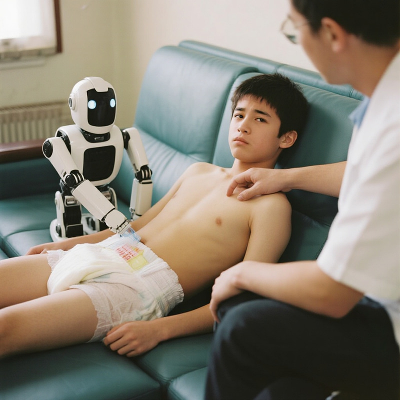 Teenager's Embarrassing Encounter with Robot Diaper AI Teenager's Embarrassing Encounter with Robot Diaper AI