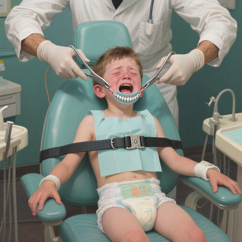 Surreal Dental Scene: Four-Armed Dentist