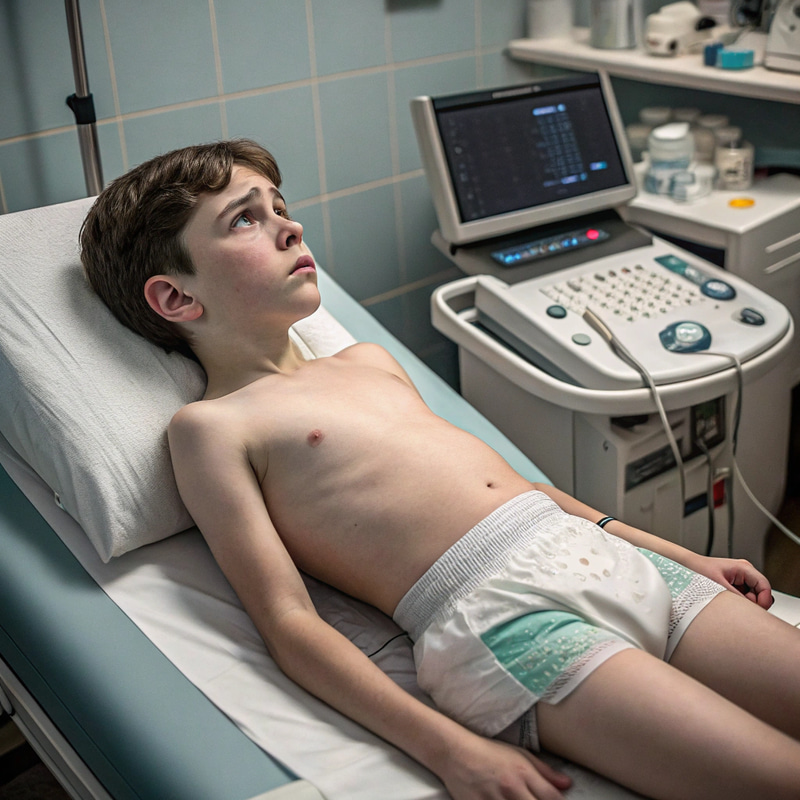 Medical Testing of a 13-Year-Old Boy with Ultrasound Medical Testing of a 13-Year-Old Boy with Ultrasound