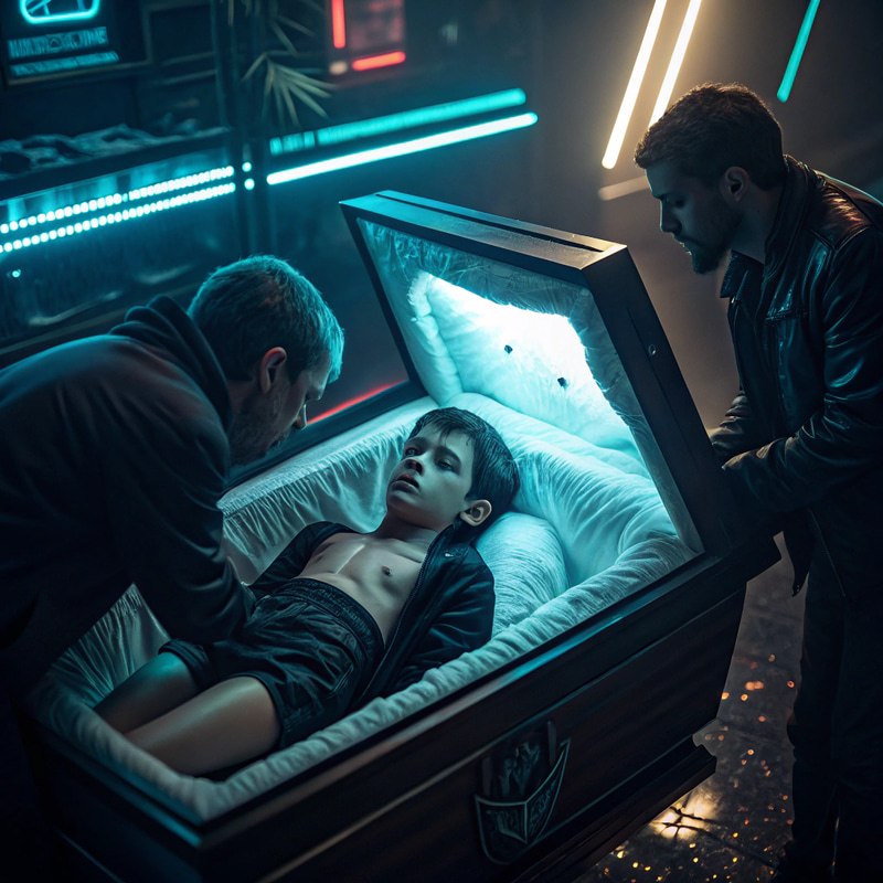 Teen's Reaction to Sleeping in a Coffin - Cyberpunk Scene