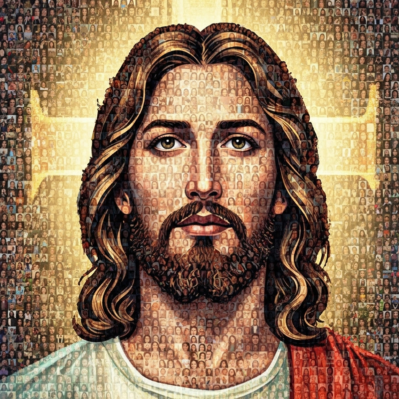 Jesus Christ Image Crafted from Human Faces