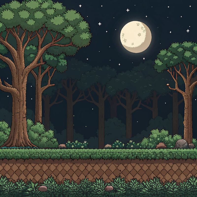 Pixel Art Forest Level Background for Games Pixel Art Forest Level Background for Games