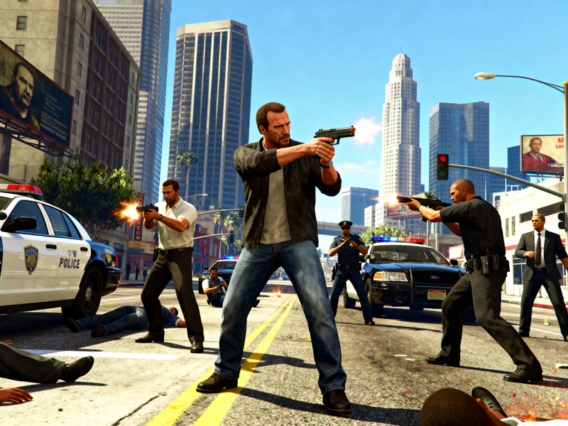GTA 5 Michael: Epic Gunfight in City GTA 5 Michael: Epic Gunfight in City
