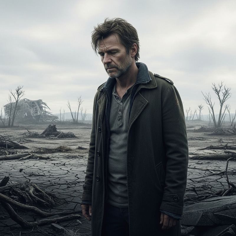 A Man Contemplating a Desolate World A Man Contemplating a Desolate World