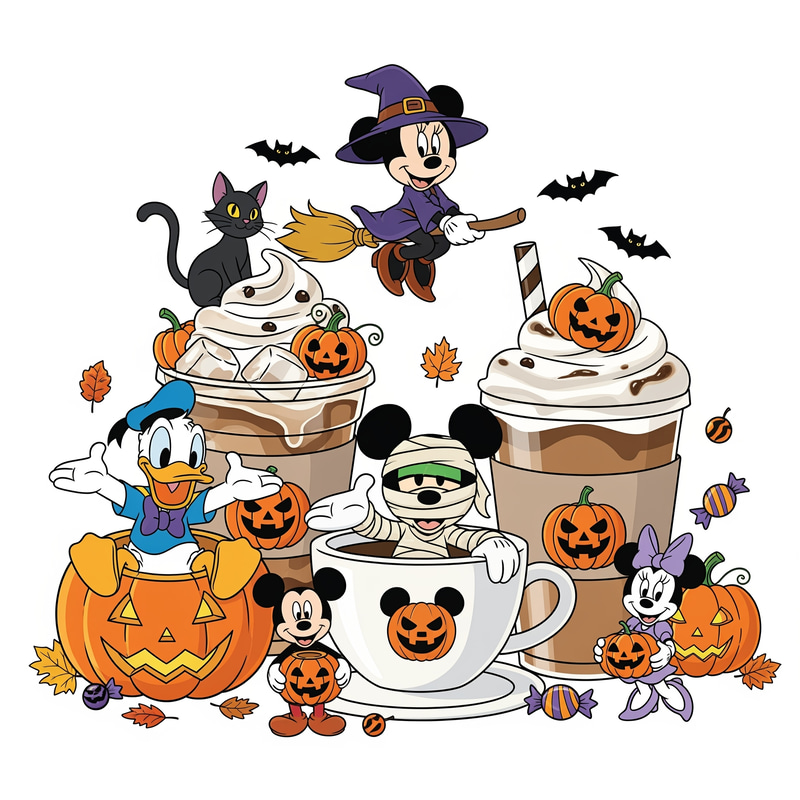 Disney Halloween Coffee & Pumpkin Cartoons