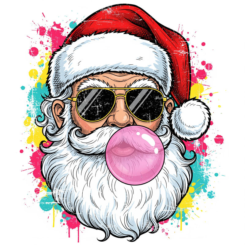 Edgy Retro Grunge Santa T-Shirt Design