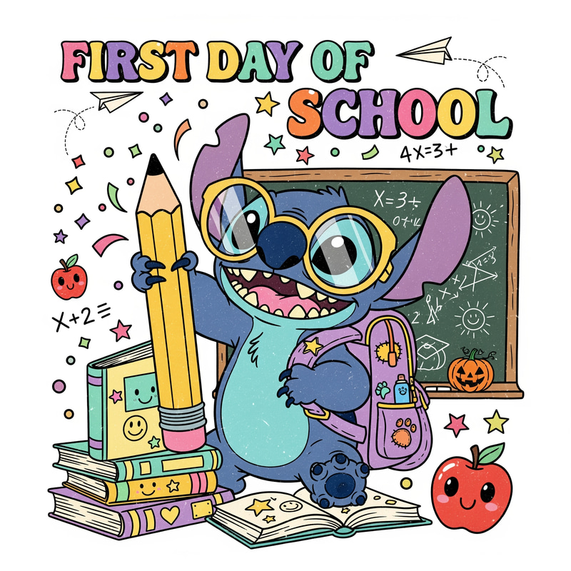 Playful Stitch Retro Cartoon T-Shirt Design Playful Stitch Retro Cartoon T-Shirt Design