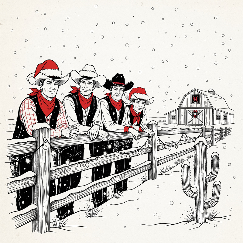 Vintage Cowboy Christmas Illustration