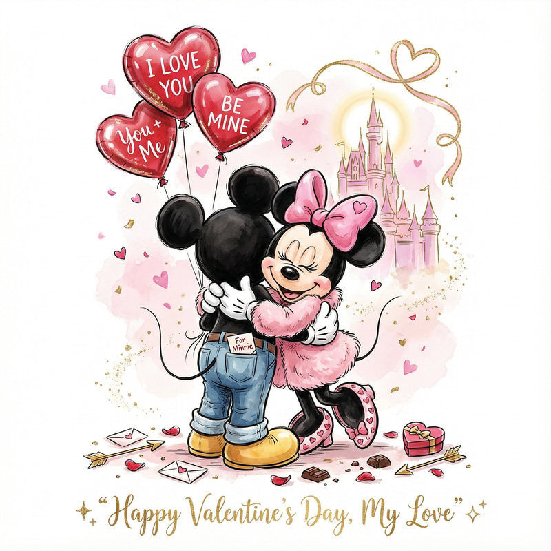 Adorable Valentine’s Day Mickey & Minnie Illustration Adorable Valentine’s Day Mickey & Minnie Illustration