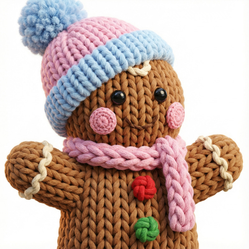Adorable Chunky Knitted Gingerbread Character Adorable Chunky Knitted Gingerbread Character