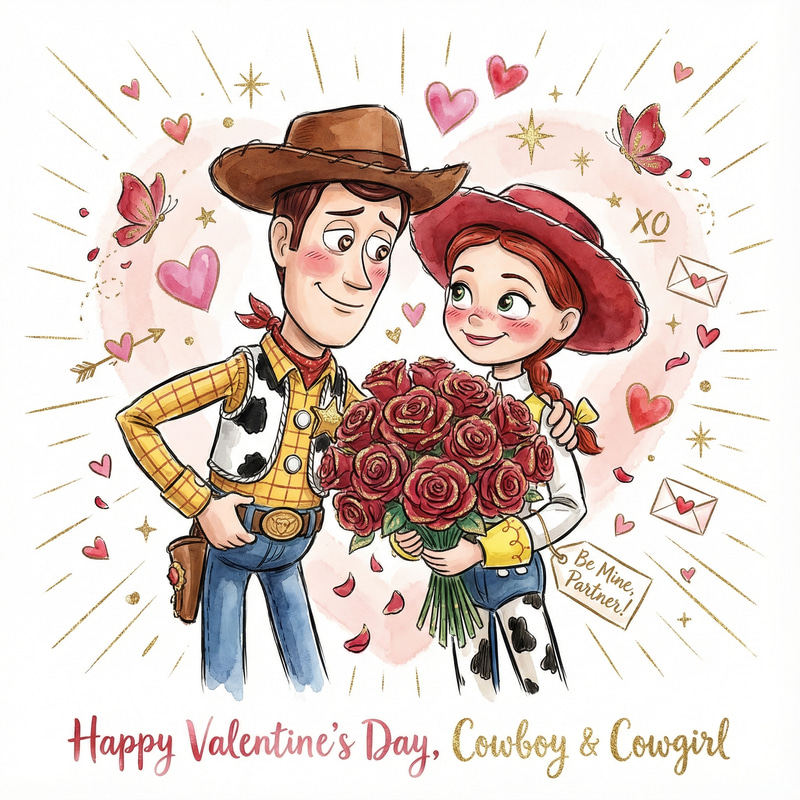 Adorable Woody & Jessie Valentine’s Day Illustration