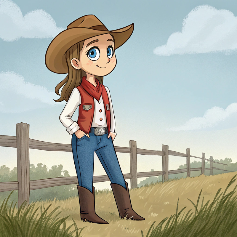 Beautiful Girl in Cowboy Outfit with Blue Eyes Beautiful Girl in Cowboy Outfit with Blue Eyes