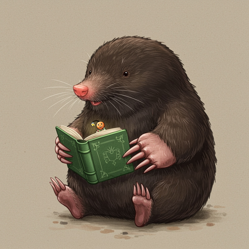 Studying Mole: A Cute Illustration Studying Mole: A Cute Illustration