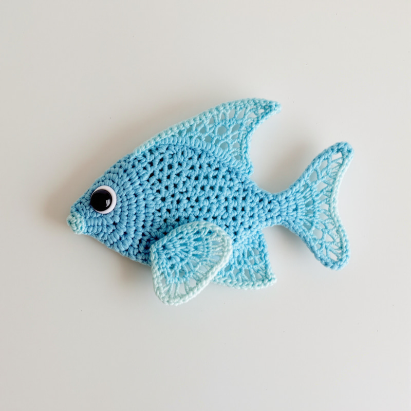 Crocheted Flat Angel Fish Figure - Lace Scales