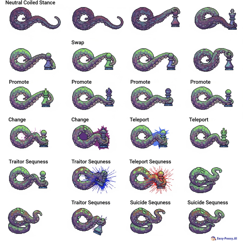 Vibrant Tentacle Pixel Art Sprite Sheet for Games Vibrant Tentacle Pixel Art Sprite Sheet for Games