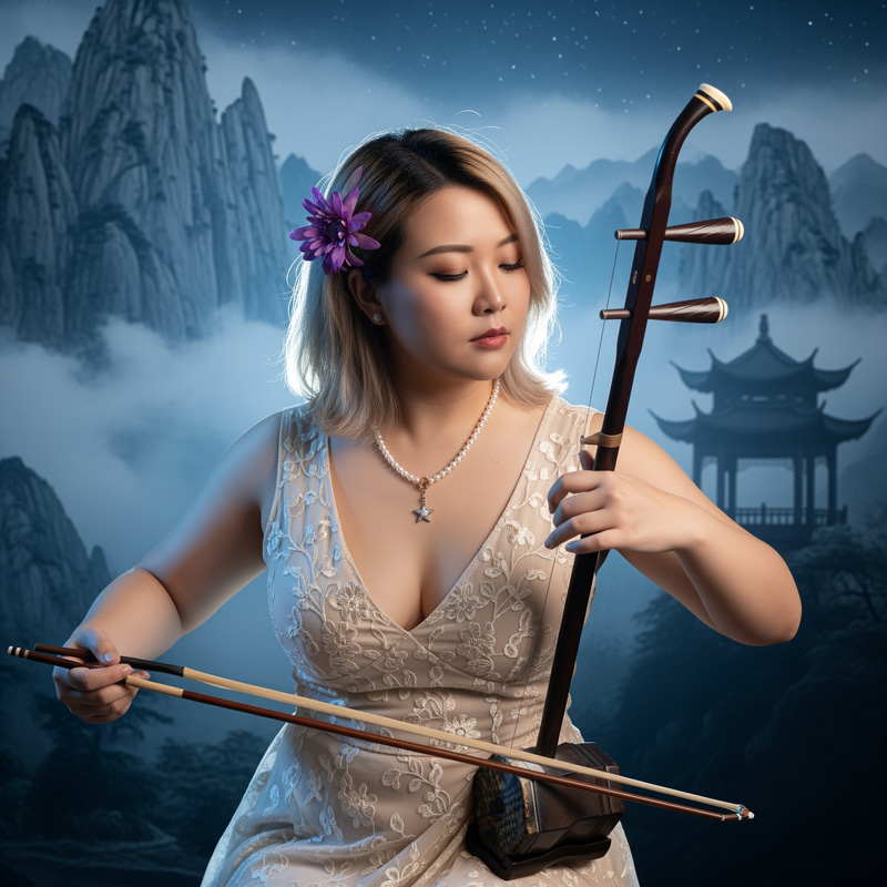 Serene Erhu Performance in a Mountain Landscape Serene Erhu Performance in a Mountain Landscape