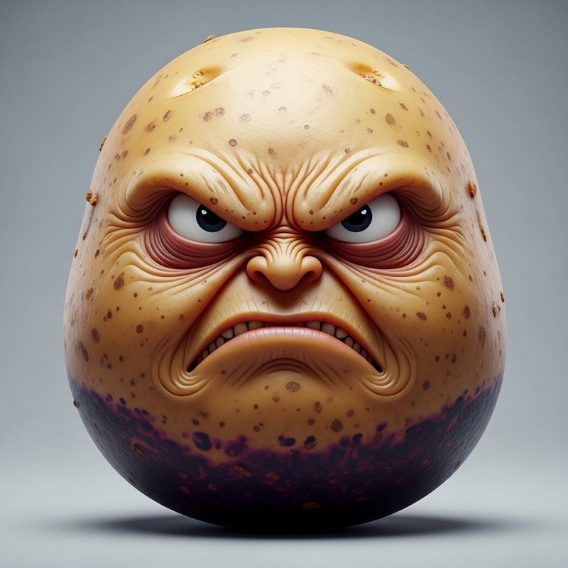 Angry Potato Face: Unique Potato Art Angry Potato Face: Unique Potato Art