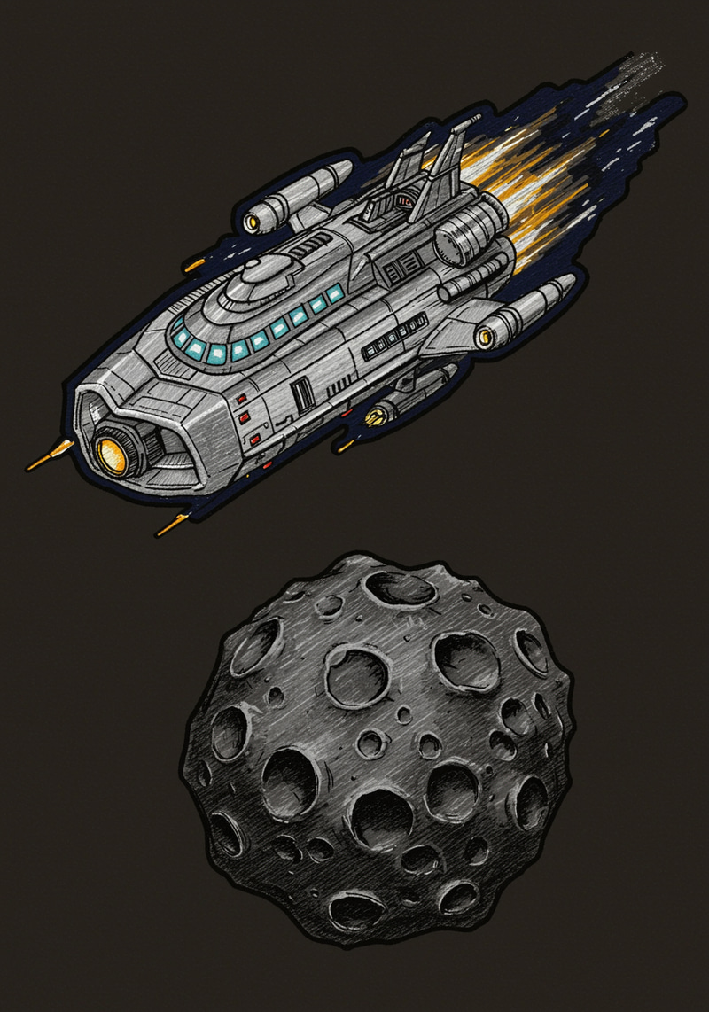 Woven Patches with Spaceship & Meteorites Woven Patches with Spaceship & Meteorites