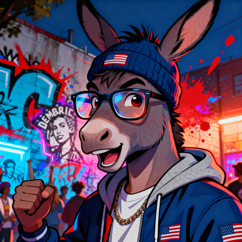 Youthful Voter & Democratic Donkey Illustration Youthful Voter & Democratic Donkey Illustration