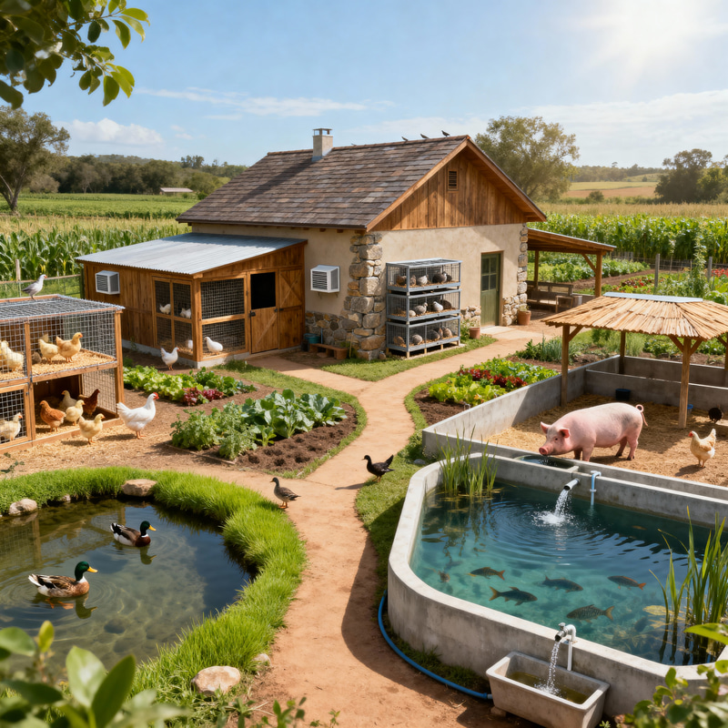 Integrated Farmhouse Design for Livestock and Fish Integrated Farmhouse Design for Livestock and Fish