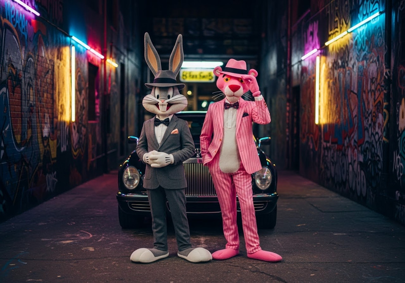 Bugs Bunny & Pink Panther: Gangster Style Art