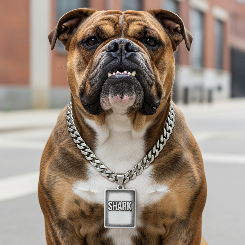 Tough Bulldog with Shark Chain Pendant Tough Bulldog with Shark Chain Pendant