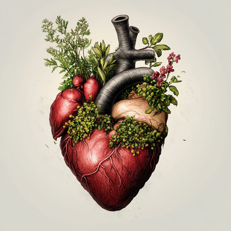 Anatomical Heart with Growing Herbs