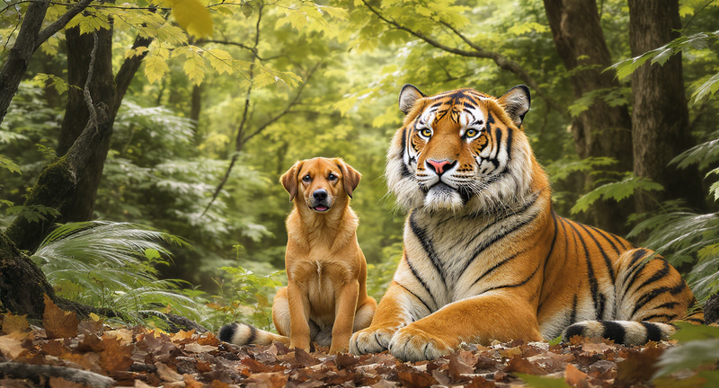 Dog and Tiger: Unlikely Forest Friends Dog and Tiger: Unlikely Forest Friends