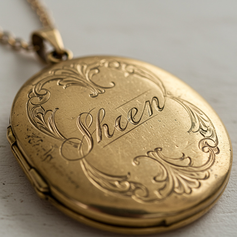 Gold Locket with Sheen Name Engraving