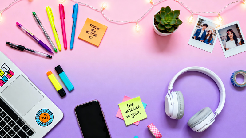 Trendy Teen Study Desk Mockup - Aesthetic Setup Trendy Teen Study Desk Mockup - Aesthetic Setup