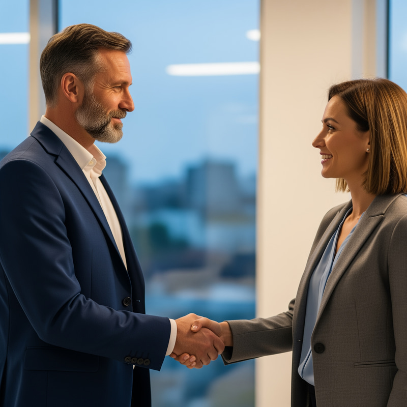 Two Figures Handshake Symbolizing Unity Two Figures Handshake Symbolizing Unity