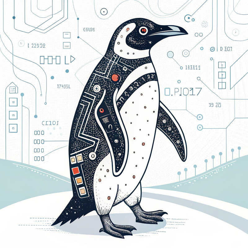 Futuristic Digital Penguin Art Design Futuristic Digital Penguin Art Design
