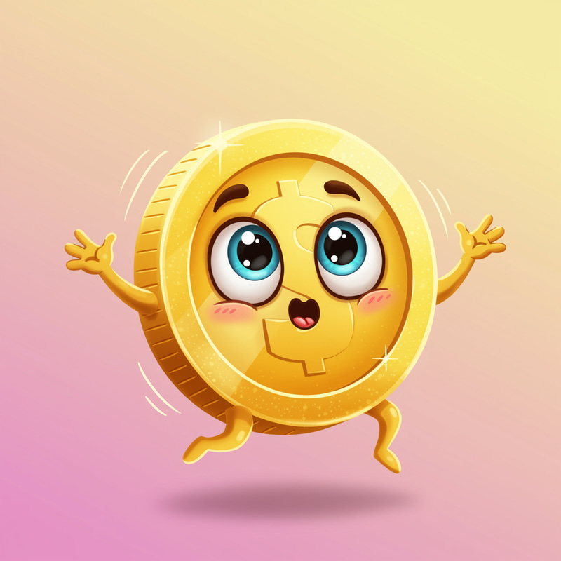 Playful Coin Creature: A Bouncing Gold Character Playful Coin Creature: A Bouncing Gold Character