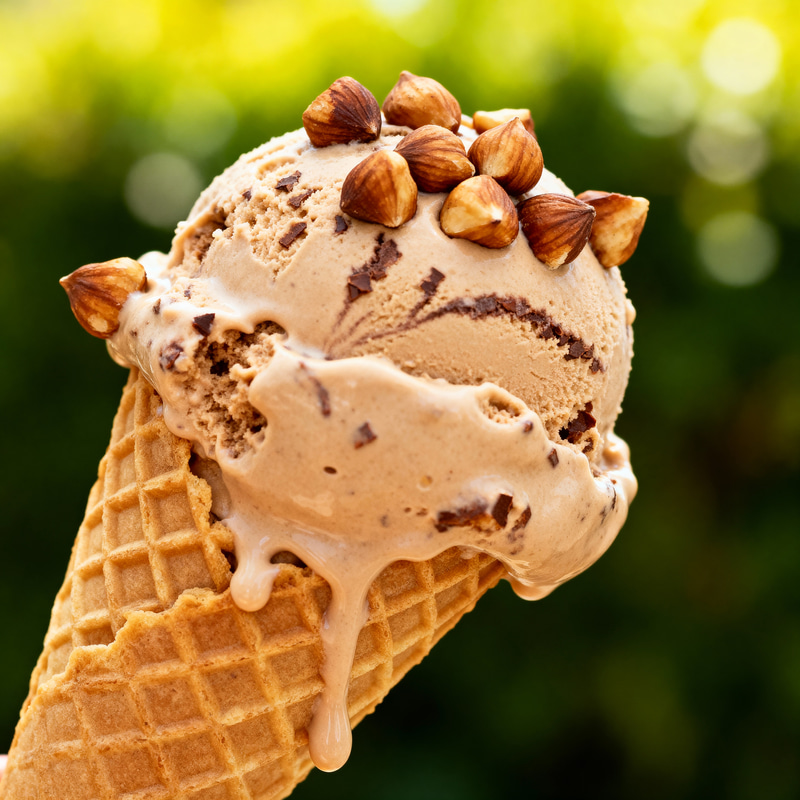 Delicious Hazelnut Ice Cream in Waffle Cone | Treat Yourself