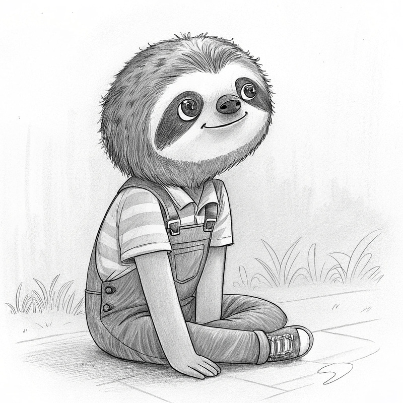 Unique Pencil Art: Kid with Sloth Head Unique Pencil Art: Kid with Sloth Head