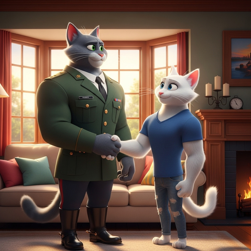 Heartwarming 3D Pixar-Style Cat Scene Heartwarming 3D Pixar-Style Cat Scene