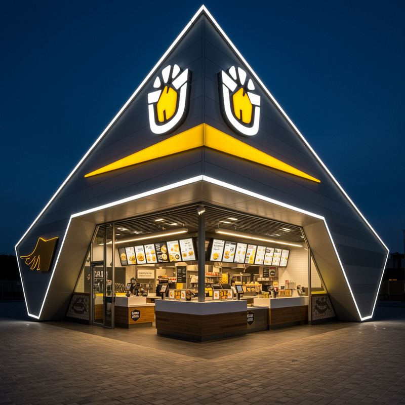 Unique Triangle-Shaped Fast Food Restaurant