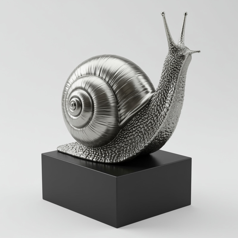 Realistic Silver Snail Trophy with Black Base Realistic Silver Snail Trophy with Black Base