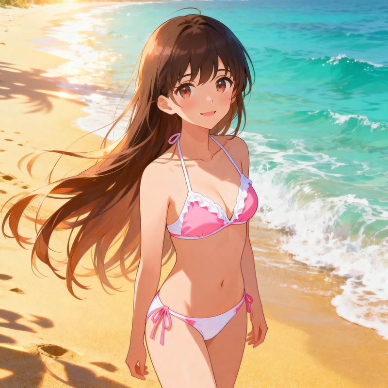 Anime Girl in Bikini at the Beach Anime Girl in Bikini at the Beach